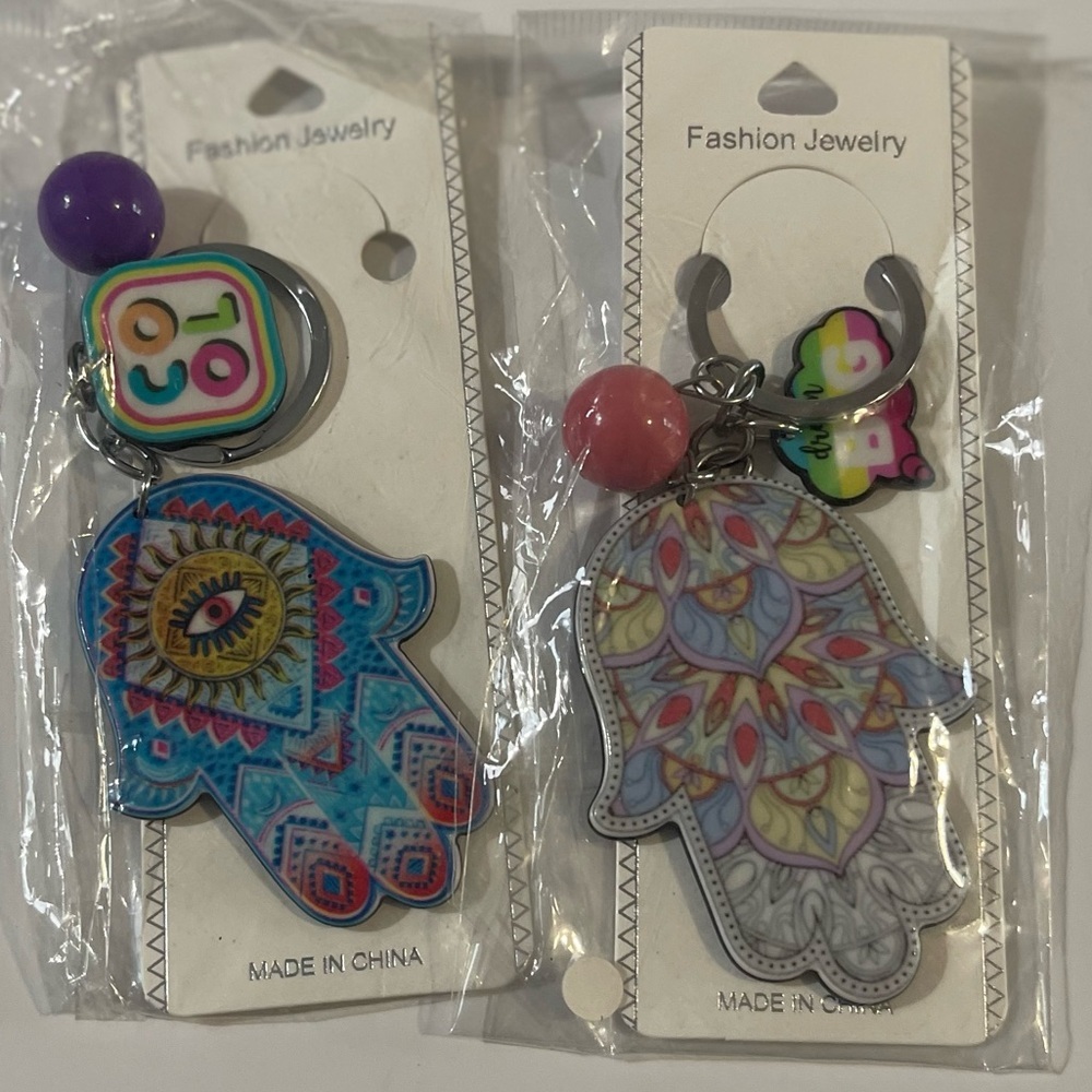NEW Colorful Hamsa Keychain Set